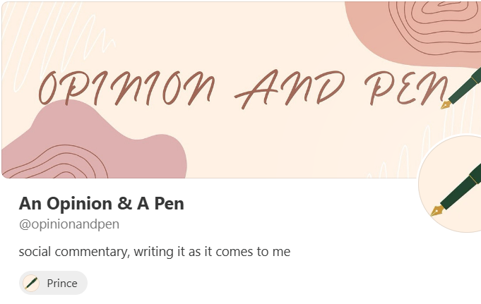 An Opinion & A Pen Substack blog publication logo and branding